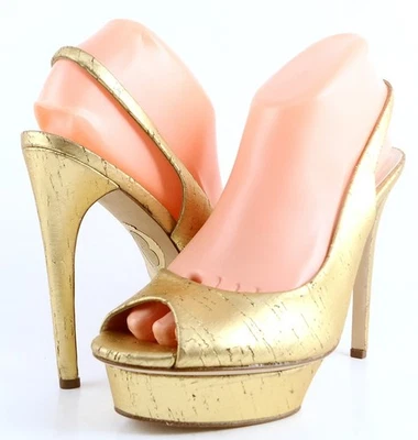 $398 ELIE TAHARI SONIA Corcho Dorado Diseñador Plataforma Slingback 8.5 EUR 38.5 Foto 1 de 4