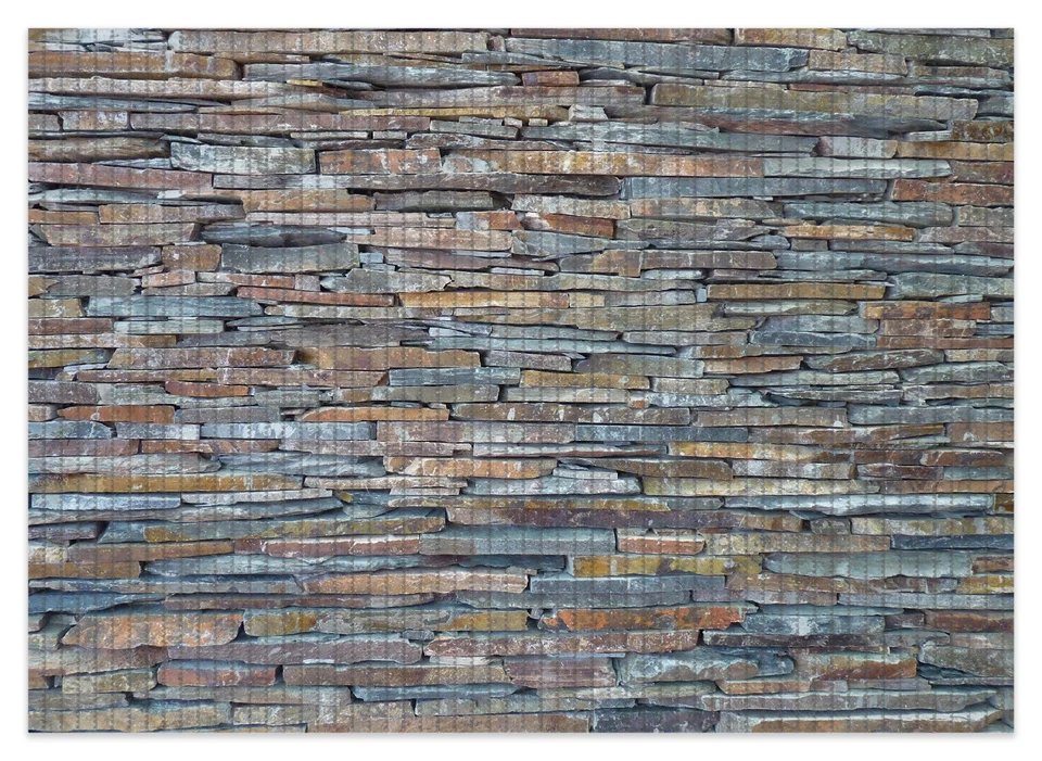 Wallario Duschmatte Bad Teppich Vorleger Natursteinmauer grau braun Wand Stein - Bild 1 von 1