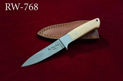 Cuchillo desollador de supervivencia EDC de acero al carbono 1095 hecho a mano para campamento base de 8" RW-768 Foto 1 de 4