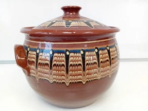 Bulgarischer Troyan Braun Terrakotta Kochtopf Tropffarbe Design 20 x 25 cm - Bild 1 von 5