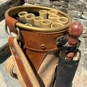Bolso grande de cuero vintage Arnold Palmer marrón beige para palos de golf - ProGroup Inc. - Imagen 1 de 21