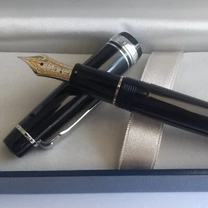 Sailor Professional Gear Slim Black Silver Fountain Pen F Nib 14K - Picture 1 of 6