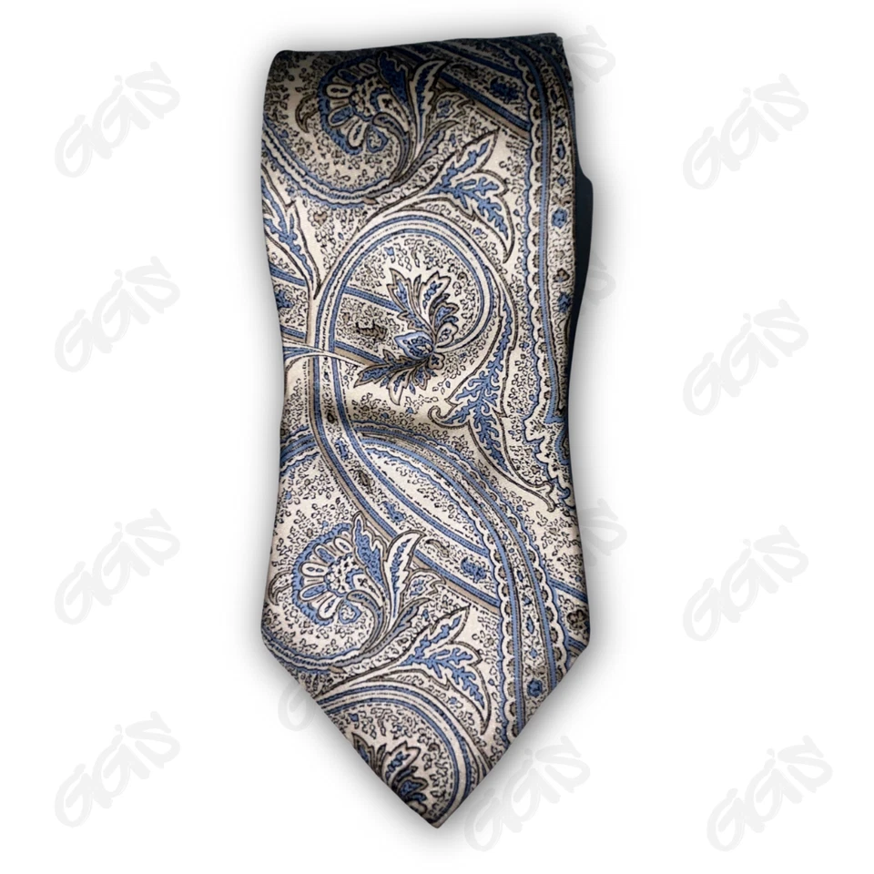 Corbata John Weitz Hombre L 58” W 3.5” Azul Claro Plata Geo Abstracto Paisley Toda Seda Foto 1 de 4