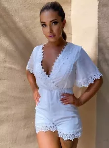 Women Casual V-Neck Short Sleeve Playsuit Romper Jumpsuit Ladies Summer Shorts - Picture 1 of 7
