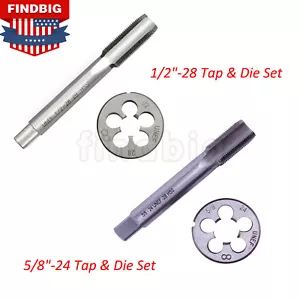5/8"-24(5/8x24),1/2"-28(1/2x28) UNEF HSS Filo Rubinetto Die Rubinetto & Die Set Mano Destra - Foto 1 di 13