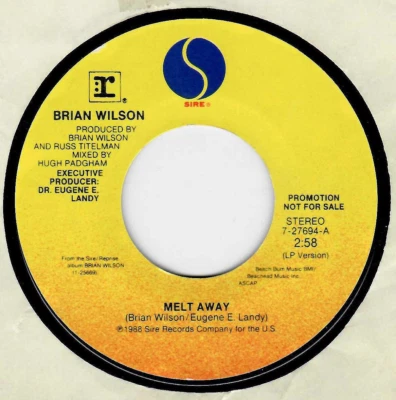 45RPM, BRIAN WILSON (BEACH BOYS) PROMO, MELT AWAY M-  ROCK - Image 1 of 2