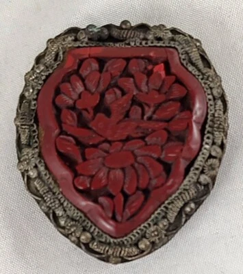 中国古董雕刻辛纳巴夹鸟花 — 第 1/4 张图片