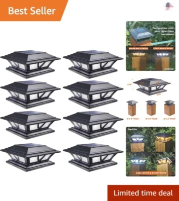Versatile Outdoor LED Solar Post Lights - Weatherproof - 8 Pack (4x4 5x5 6x6) - Image 1 of 4