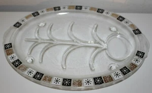 Vintage 1950s Inland Glass 14-3/4 Oval Glass Meat Platter & Tray Atomic Star - Picture 1 of 4