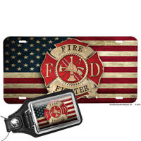 Maltese Cross Fire Department Steel Auto Tag Firefighter IAFF License Plate