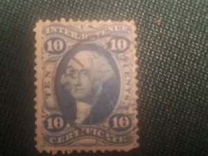 Vintage Bĺue 10 Cent Washington Internal Revenue Certificate - Picture 1 of 3