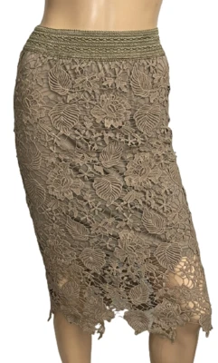 Lista de deseos Falda de encaje beige para mujer talla S Foto 1 de 3