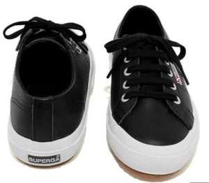 SUPERGA Sneakers Women’s 9.5 Men's 8 Black Leather FGLU 2750 Shoes EU 41 UK 7  - Picture 1 of 6