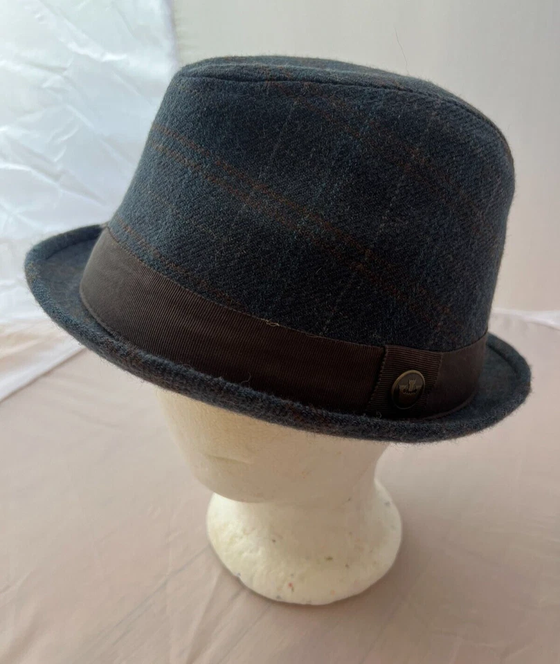 Sombrero Fedora Goorin Bros Para Hombre Azul A Cuadros Rayas Talla Grande Usado Poliéster Foto 1 de 4