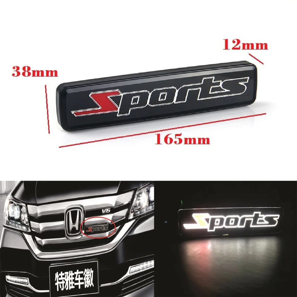 1X JDM SPORTS Luz LED Coche Parrilla Frontal Insignia Emblam Iluminada Calcomanía Adhesiva Foto 1 de 4