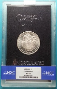1881 cc dollaro d'argento morgan ms65 NGC GSA HOARD - Foto 1 di 6