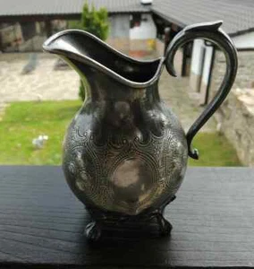 Jarra de leche con plato de plata Art Nouveau Jugendstil B.BOHRMANN FRANKFURT - Imagen 1 de 14
