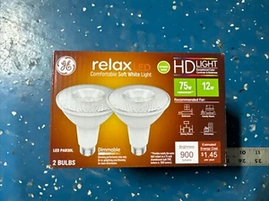 2 Pack GE HD Relax LED Comfortable Soft White Light Par30l Dimmable 12w - Picture 1 of 4