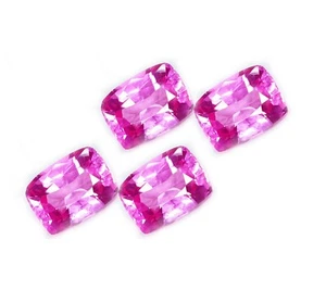 Natural Pink Sapphire 4 Pcs 8-10 Cts Lot Loose Certified Gemstone Cushion WS12 - Picture 1 of 10