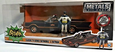 BATMAN Classic TV Series 1966 BATMOBILE с Экшн-фигуркой Комиксы Литой Металл - Изображение 1 из 4