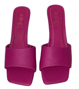 Rouge Helium Sz 8.5 Women’s Hot Pink Slip on Sandals Mule Shoes Short Heels