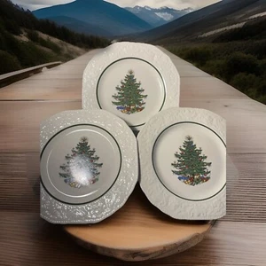 Cuthbertson Dickens England Embossed Christmas Tree Salad Plate - 8 3/4" Cream - Picture 1 of 15