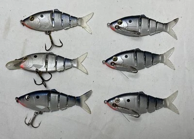 Lote de 6 señuelos reticulantes Shad Chad articulados Minnow Panfish Foto 1 de 4
