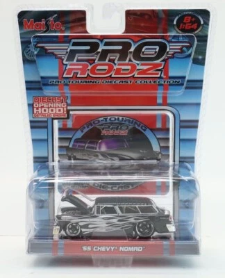 Chevy Nomad 1955 fundido a presión Maisto Pro Rodz Pro-Touring 1:64 negro y llamas Foto 1 de 4