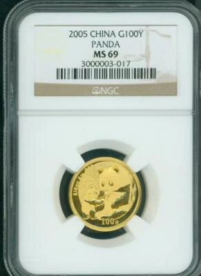 2005 GOLD Chinese PANDA 1/4 Oz. NGC MS69 CHINA 100Y 100-Yn Yuan Coin !!! - Image 1 of 2