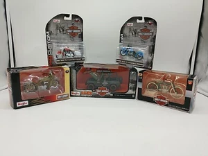 Maisto Harley Davidson Toys 5pc Lot H-D HD Custom Motorcycle And Jeep Box Damage - Picture 1 of 17