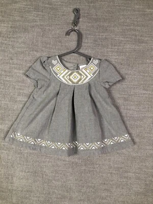 Vestido Tahari Bebé Niñas 6M 9M Meses Gris Plisado Forrado Informal Preppy Abotonado Foto 1 de 4