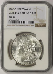 1902-O VAM-43-2 DDO Eye & Ear Hitlist-40 Morgan Dollar Silver $1 MS 63 NGC - Picture 1 of 4