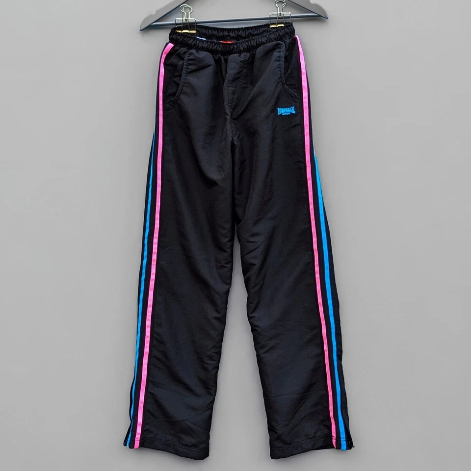 Lonsdale Girls Tracksuit Bottoms Trousers Joggers Lined Pink Blue Stripe 13 yrs - Image 1 of 4