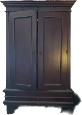 Solid handmade wood Asian armoire / wardrobe one of a kind   - Image 1 of 4