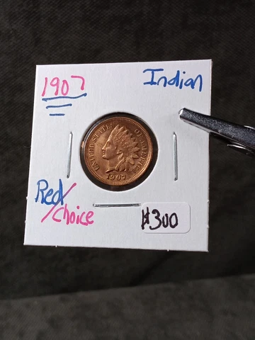 1907 Indian Head One Cent Penny STUNNING BEAUTIFUL RED !! J/227 Cover