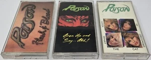 Poison Cassette Tape Lot: "Flesh Blood" & "Open Up Say Ahh" & Look What the Cat" - Picture 1 of 5
