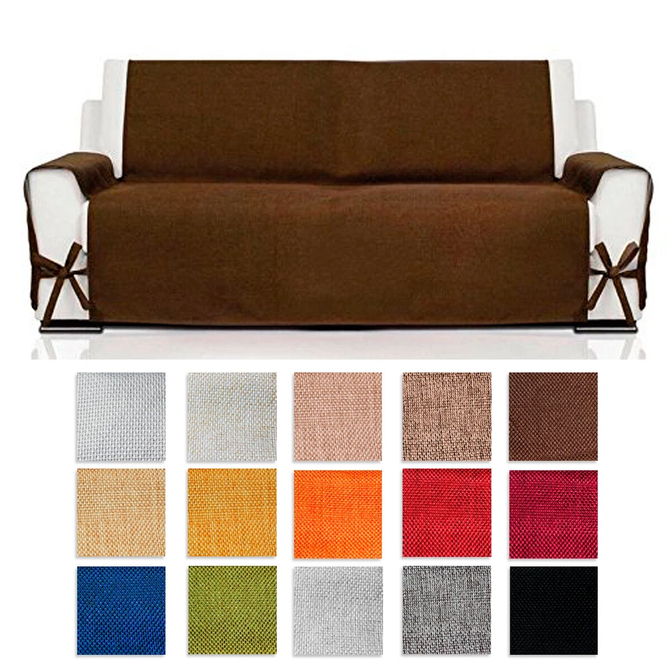 Copridivano Soft Sacco Lacci 2 3 4 Posti Tasche Tinta Unita Salv Divano Poltrona - Immagine 1 di 1