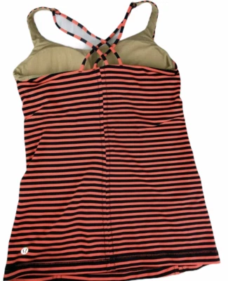 Lululemon Free to Be Tank Classic Striped Flare Orange Dark Inkwell Blue.  Small - Image 1 of 4