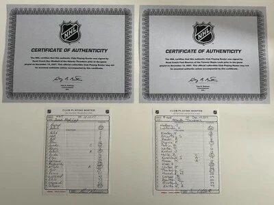 Game Used Roster Sheets 12/14/07 Maple Leafs Thrashers -NHL LOA - Mats Sundin🔥 - Image 1 of 4