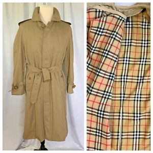 VTG Burberrys Trench Coat Mens 48R Nova Check Removable Wool Lining Raincoat  - Picture 1 of 12