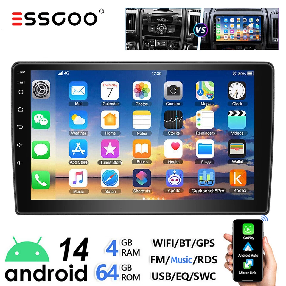 Für Fiat Ducato 2006-2023 4+64G Android 15 Autoradio Navi Apple CarPlay GPS WIFI - Bild 1 von 4