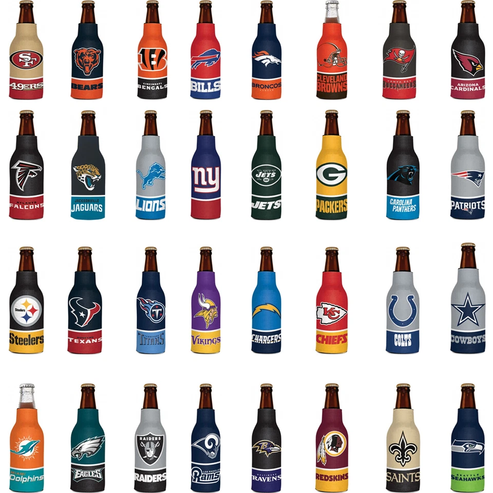 NEW Licensed Football League Team Logo Bottle Hugger Drink Cooler - Pick A Team - Image 1 of 1