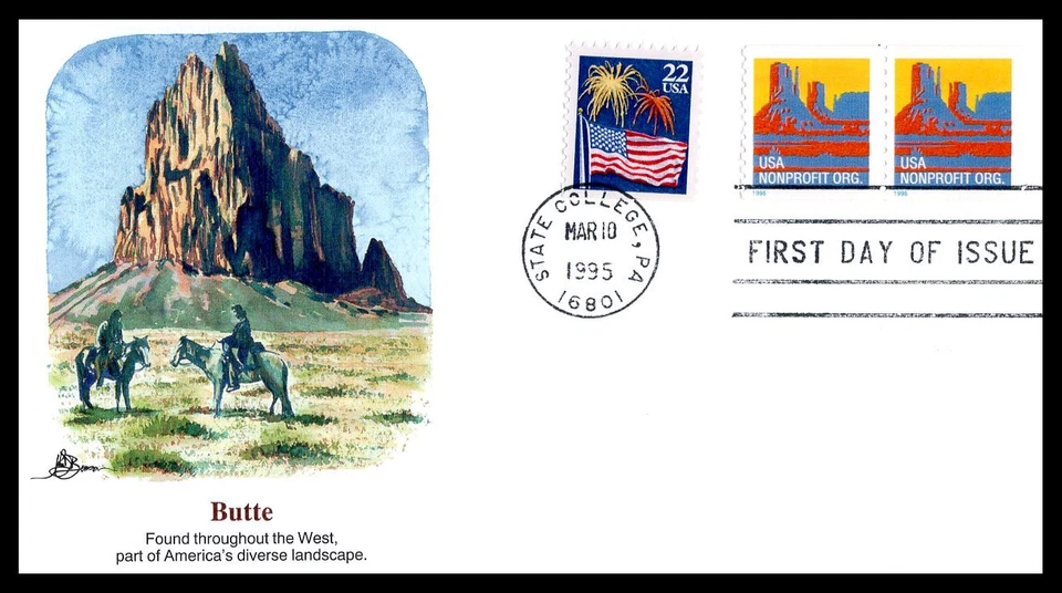 US FDC # 2902. (5c) Butte. NonProfit.ORG Pair Fleetwood  1995, 9h954 - Image 1 of 1