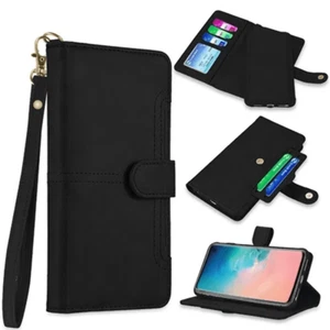 PU Leather Wallet Magnetic Case Cover for iPhone XR 6.1″ BLACK - Picture 1 of 2