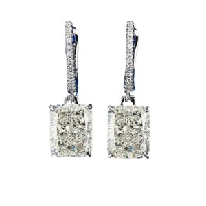 Pendientes radiantes de oro blanco de 2 quilates pase de prueba de diamantes creados en laboratorio VVS1/D/Excelente - Imagen 1 de 5