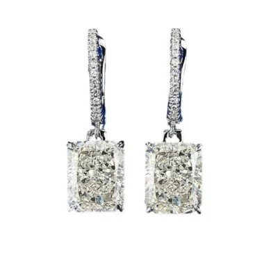 2ct Radiant Earrings White Gold Diamond Test Pass Lab-Created VVS1/D/Excellent - Image 1 of 4