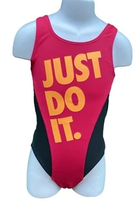 NIKE SWIM Girls JUST DO IT Swimwear Beachwear Pink Grey Medium Age 10-12 Years - Picture 1 of 3
