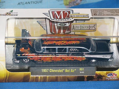 M2 MACHINES 1957 CHEVROLET BELAIR FLAMES AUTO-STRETCH RODS RELEASE R01 BRAND NEW - Image 1 of 4