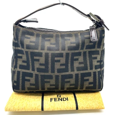 Auth Fendi Zucca Canvas x Leather Khaki Vanity Bag W/Dustbag NS111421 - Image 1 of 4