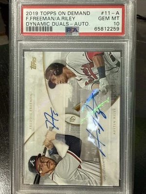 2019 Topps On Demand Freddie Freeman/Austin Riley Dynamic Duals Auto-PSA 10 - Image 1 of 2